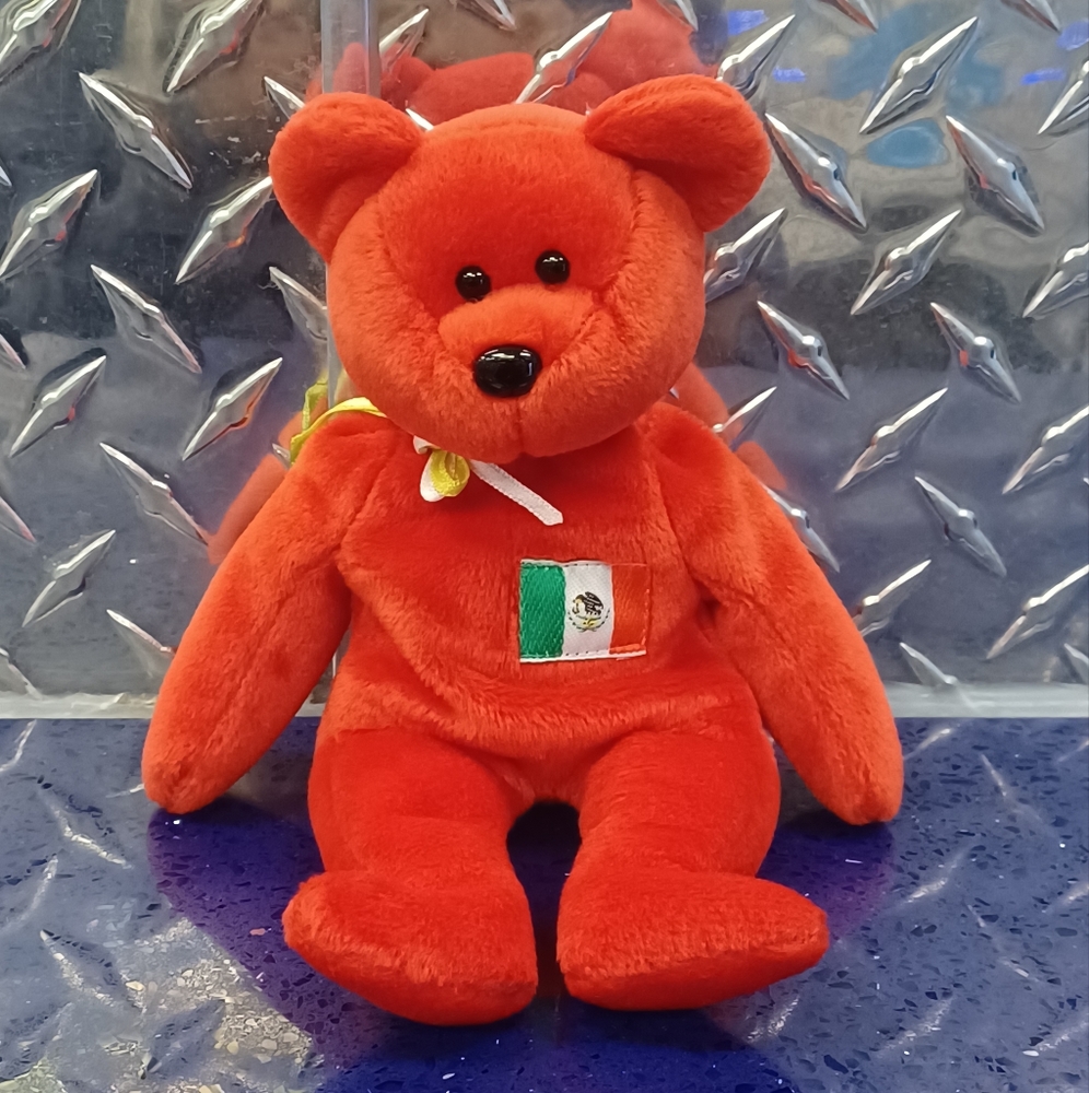 -TY BEANIE BABY RED OSITO BEAR MEXICO WTAG ERRORS PLUSH TOY RARE 